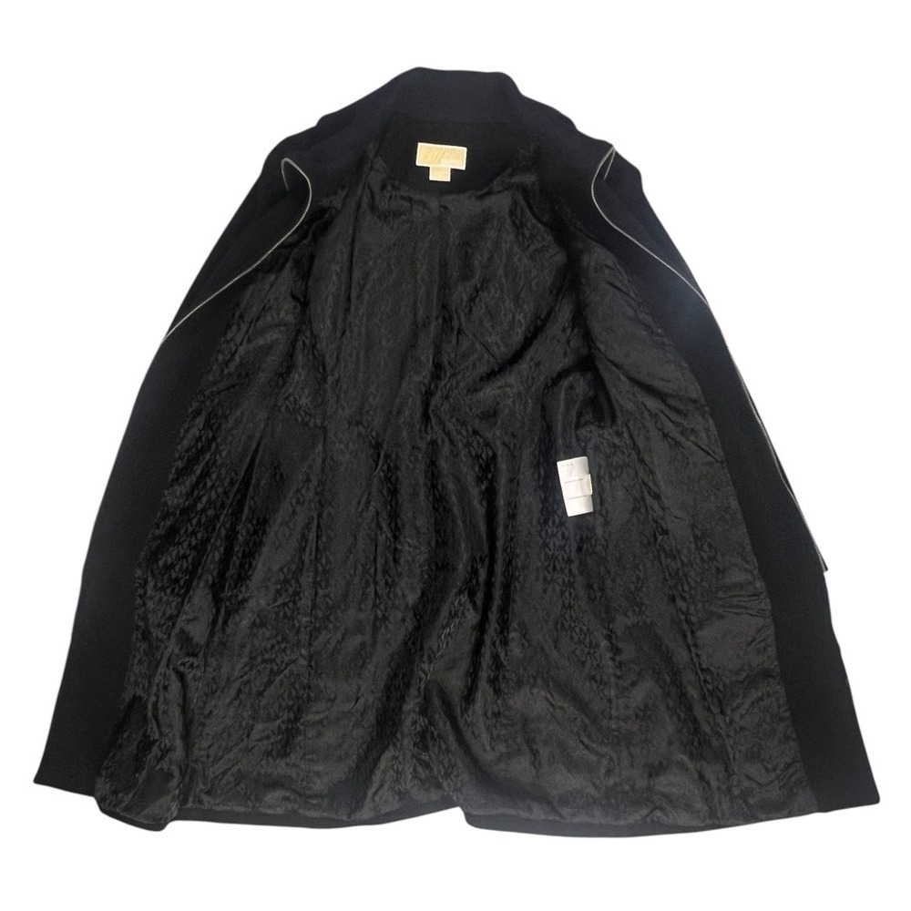 Michael Kors Womens Black 100% Wool Full‎ Zip Ribbed Collar Coat Size 12 - Picture 6 of 8